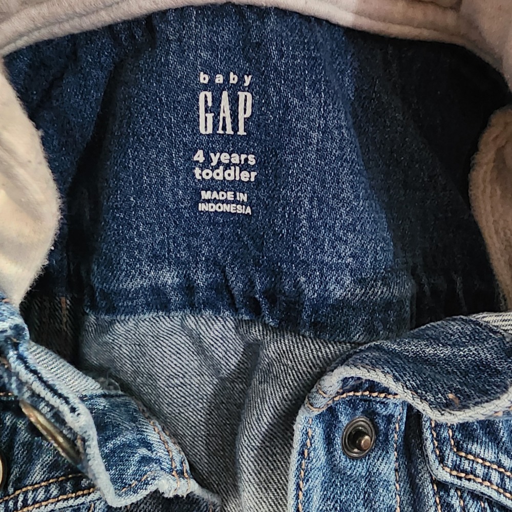 Baby Gap Toddler Girls Blue Denim Unicorn Hoodie Jacket 4Years 4T Rose Gold Horn - Picture 2 of 9